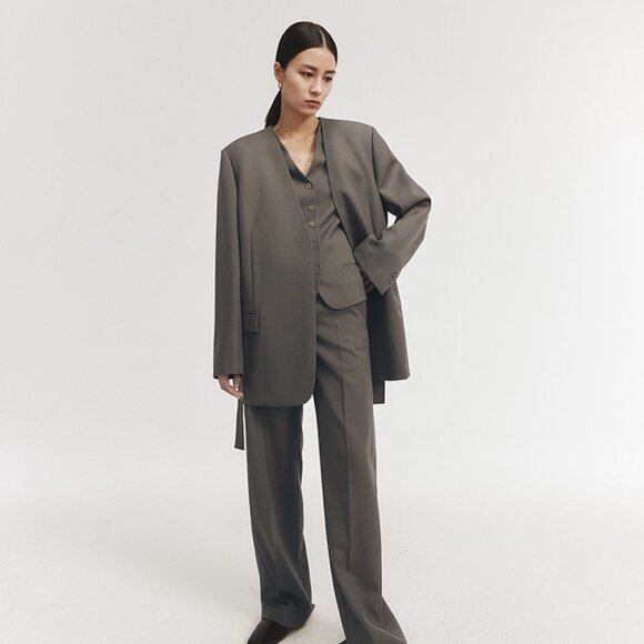 CHICJOC Classic Timeless Elephant Gray Wool Blazer Size 38 - Picture 12 of 16